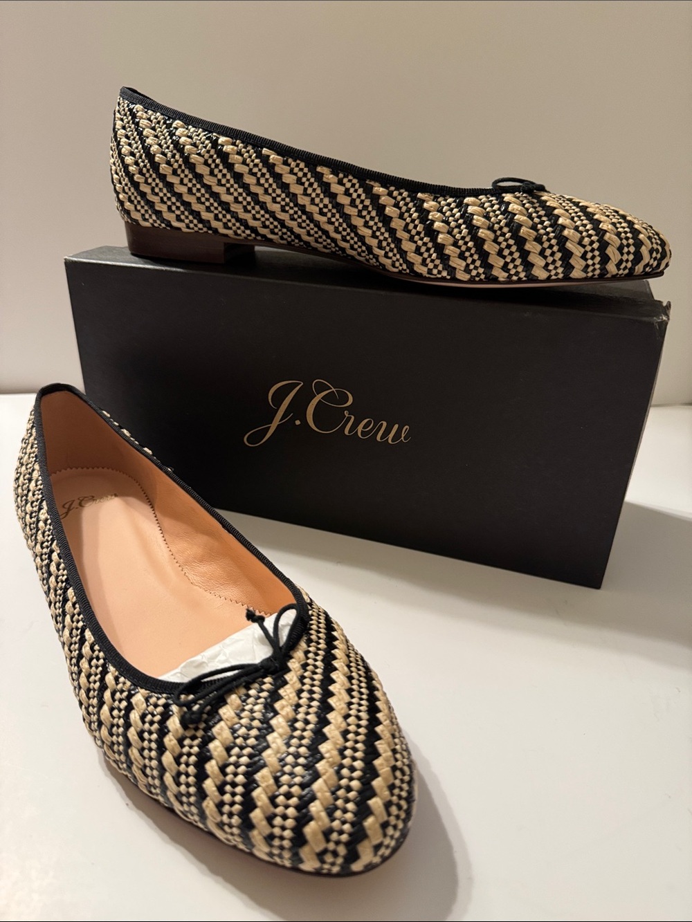 J.Crew kiki ballet flat in raffia stripe